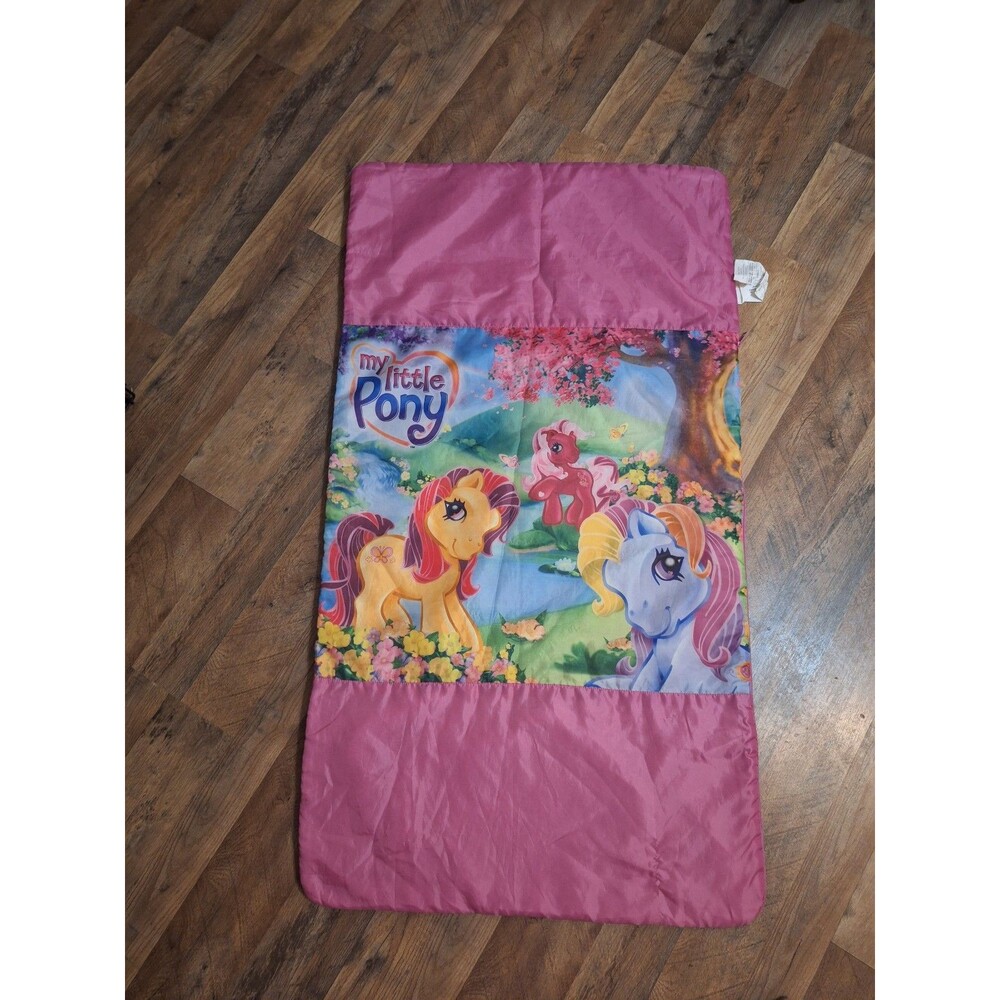 Vintage My Little Pony Pink Rainbow Gardens child size sleeping bag